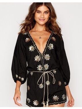 NWOT Beach Bunny Romper Cover Up Black Large
